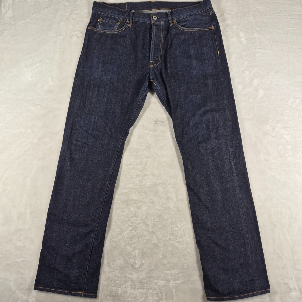 Red Tornado Selvedge Jeans Men's 36x32 Blue Denim Button Fly Slim Straight 12oz